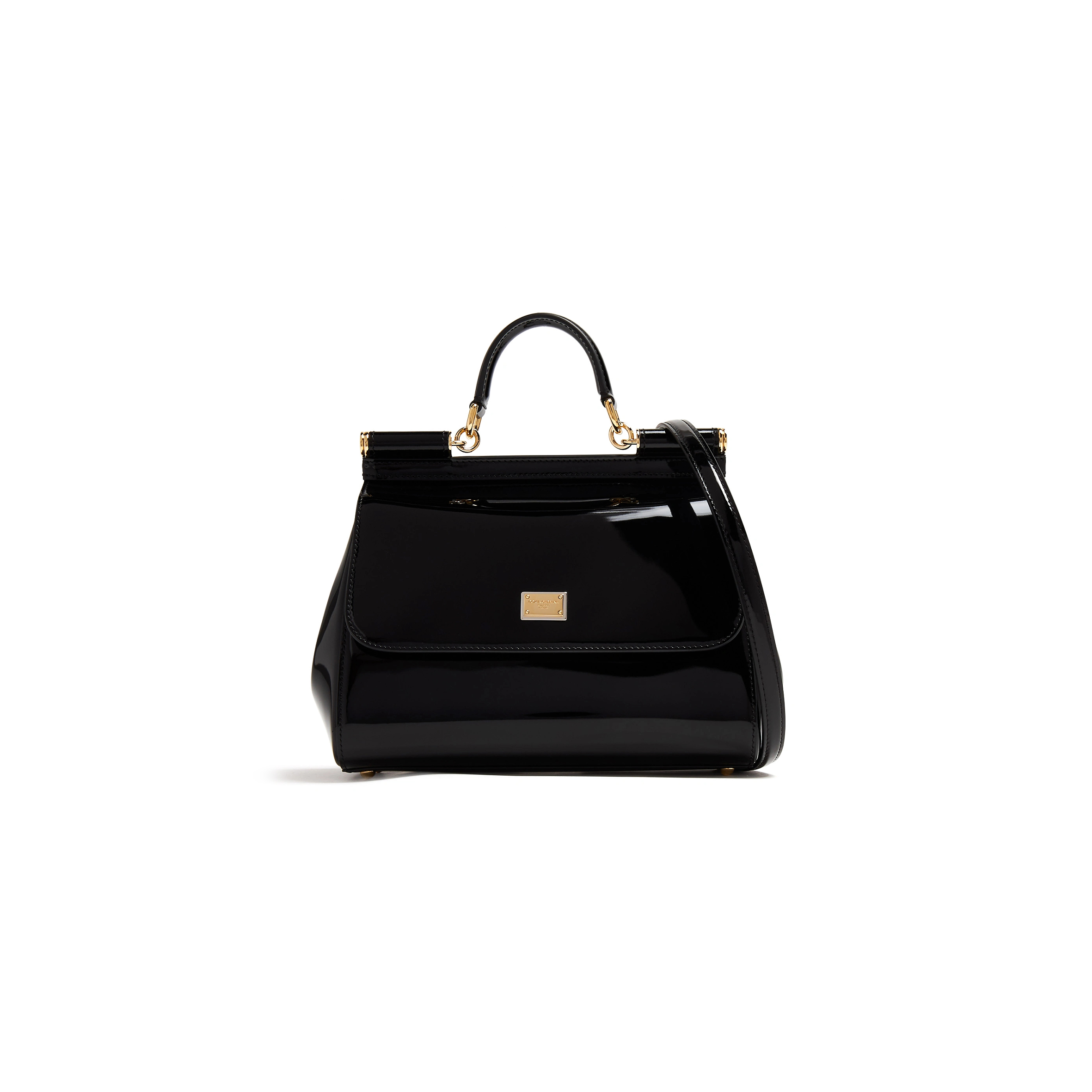 DOLCE GABBANA SICILY DAUPHINE HANDBAG PATENT LEATHER BB6002A103780999 (25*20*12cm)